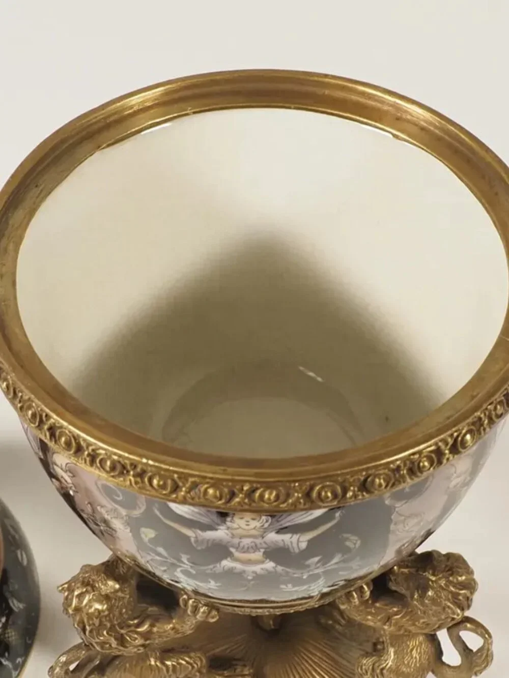 Porcelain Egg Box mounted on Solid Bronze Lions –Fabergé Style (NEW)
